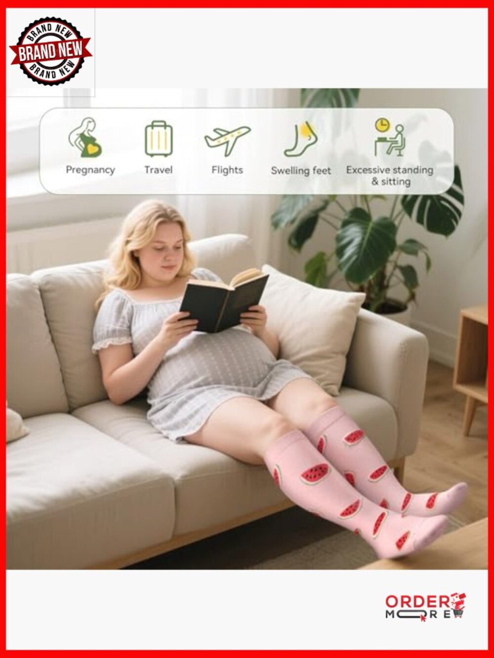 Wide Calf Compression Socks 15-20mmHg Knee High Extra Large for Nurses Travel - Picture 6 of 6